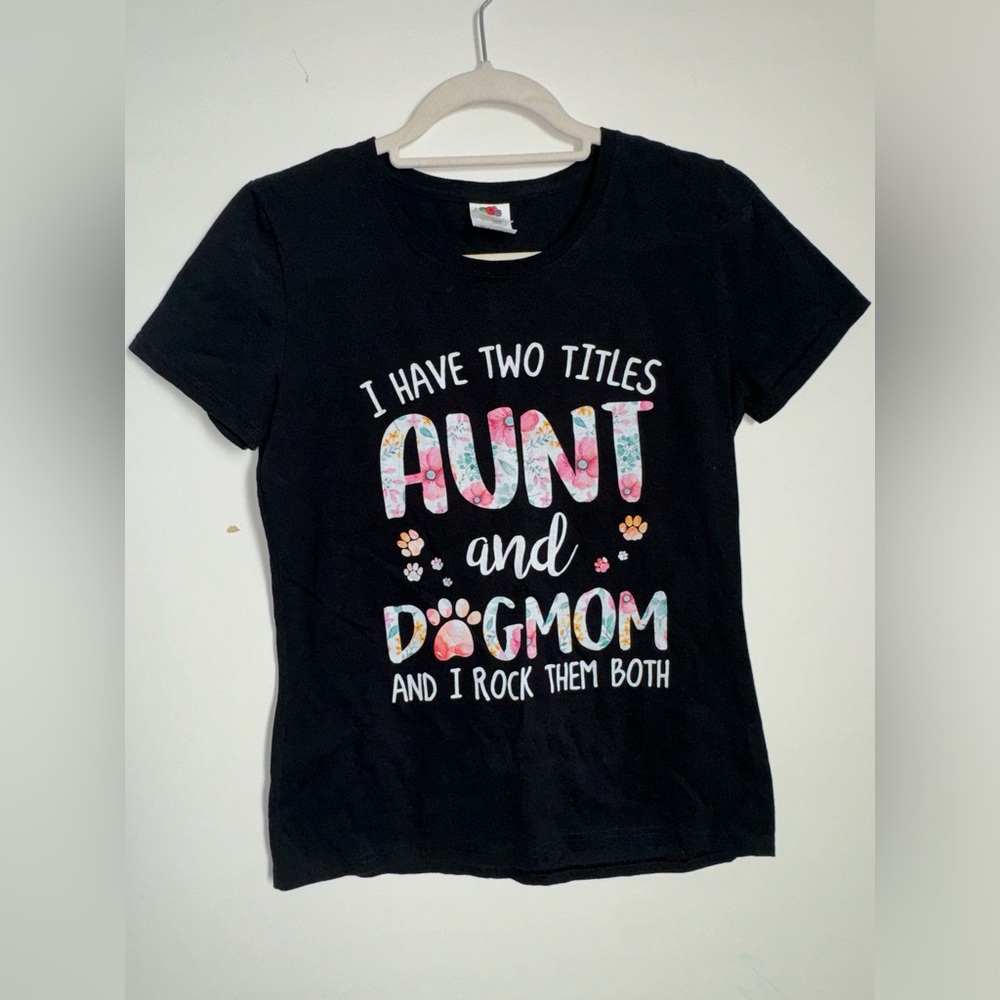 Fruit of the Loom Black 'Aunt and Dogmom' Kids T-Shirt